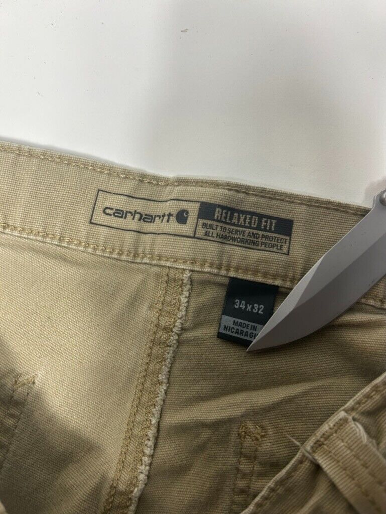 Carhartt Relaxed Fit Canvas Workwear Five Pocket Pants Size 34 Beige