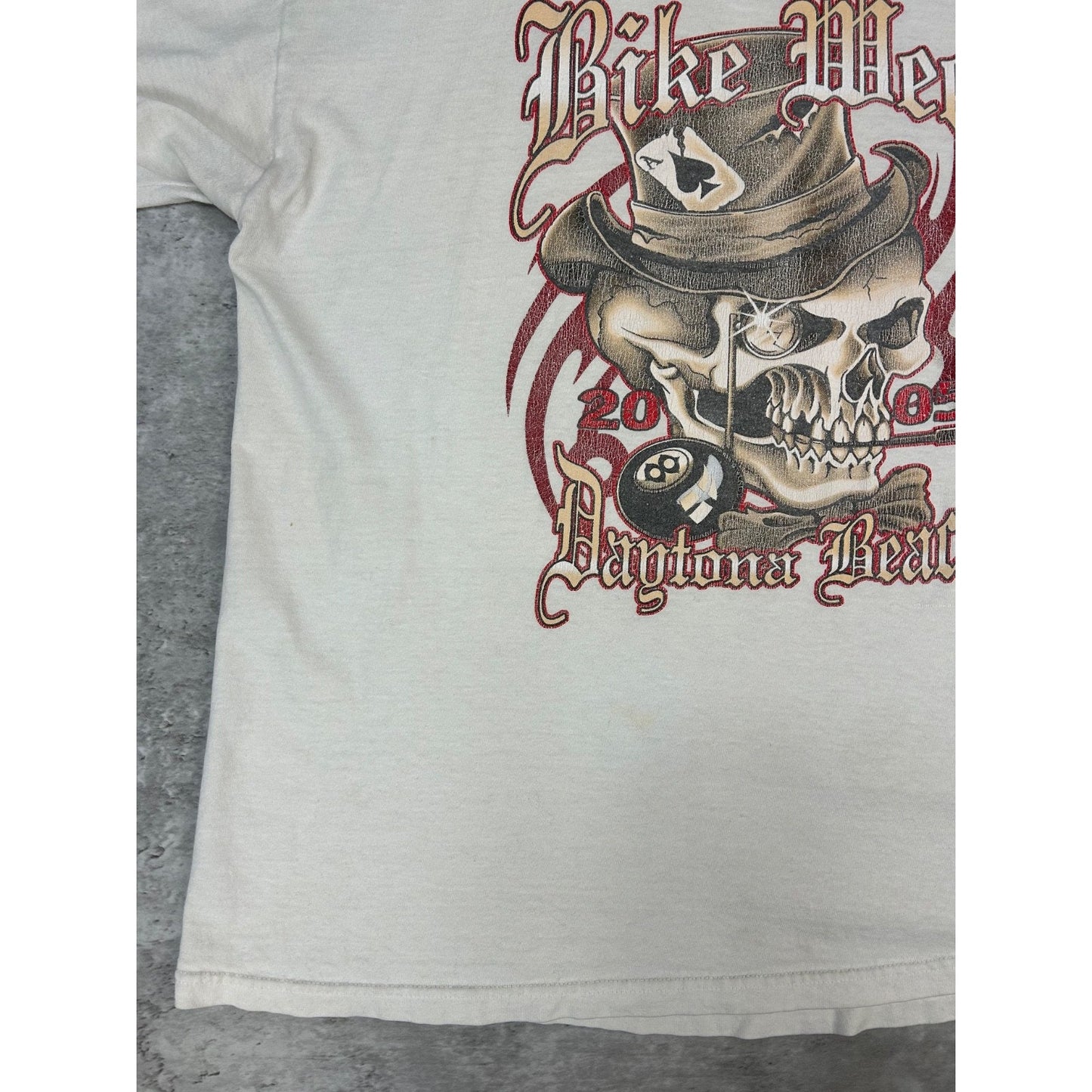 Vintage 2005 Daytona Bike Week Skull Graphic T-Shirt Size XL White