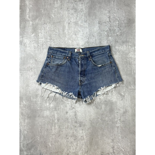 Vintage Womens Levis XX Red Tab 501 Dark Wash Button Fly Denim Shorts Size 32