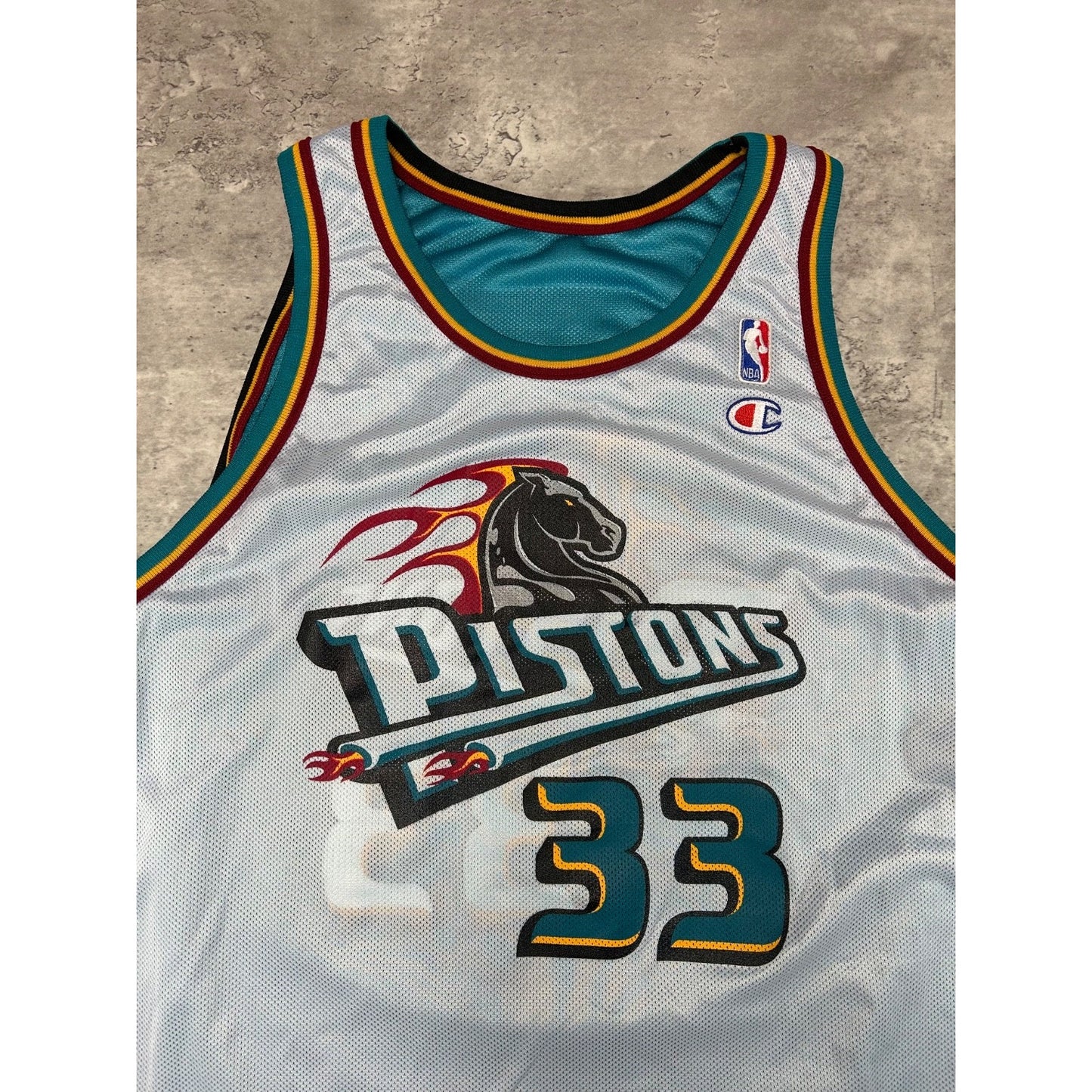Vintage 90s Grant Hill #33 Detroit Pistons NBA Reversible Champion Jersey Sz XL