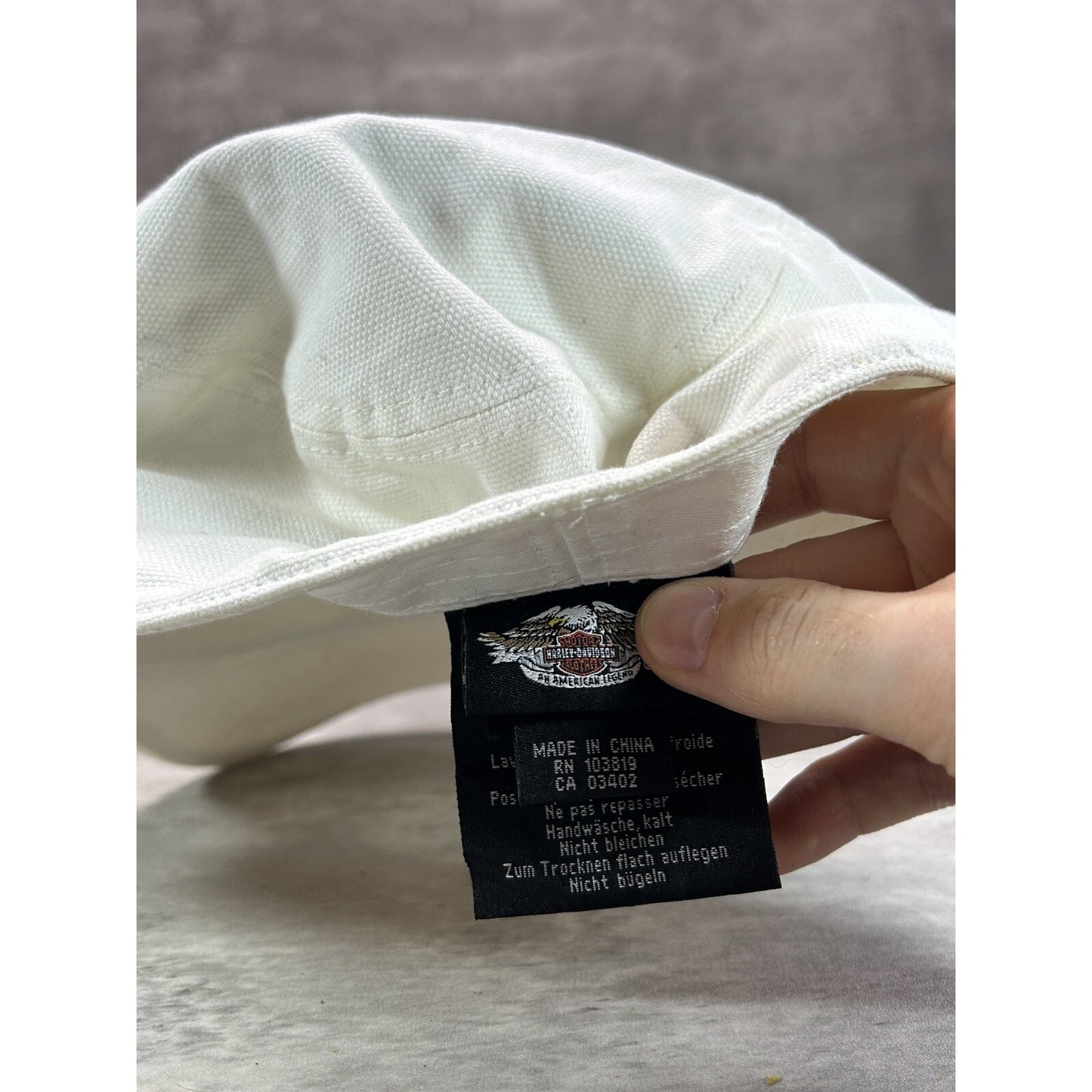 Vintage 2000s Harley Davidson Embroidered Logo Bedazzled Fitted Hat OSFA White