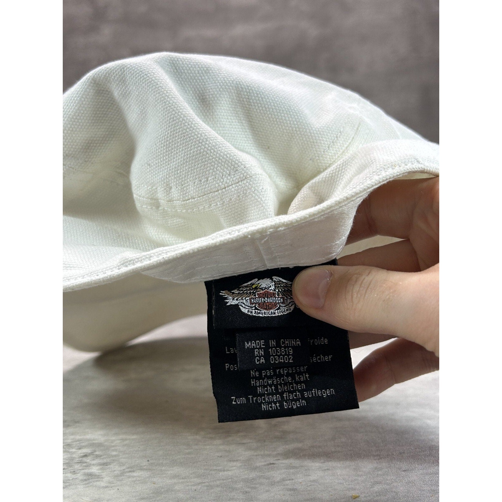 Vintage 2000s Harley Davidson Embroidered Logo Bedazzled Fitted Hat OSFA White