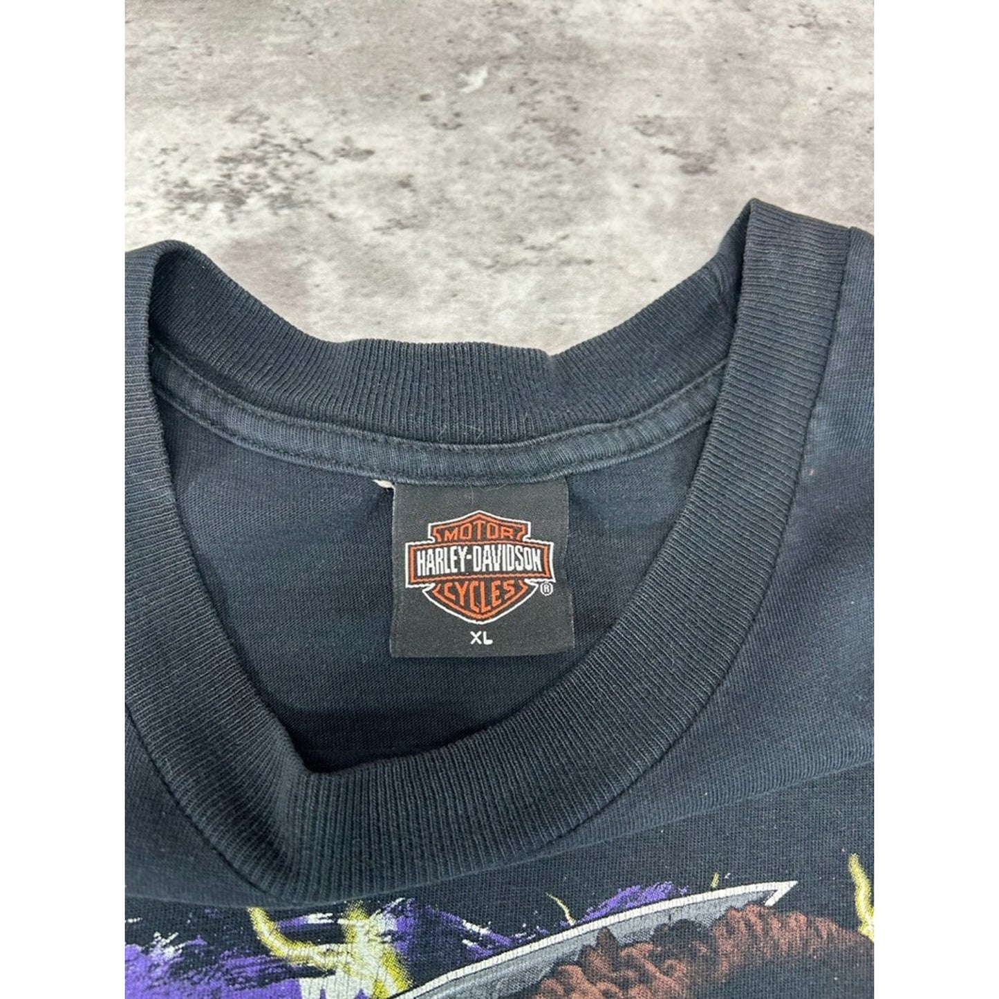 Vintage 2002 Harley Davidson Bald Eagle Graphic T-Shirt Size XL Black