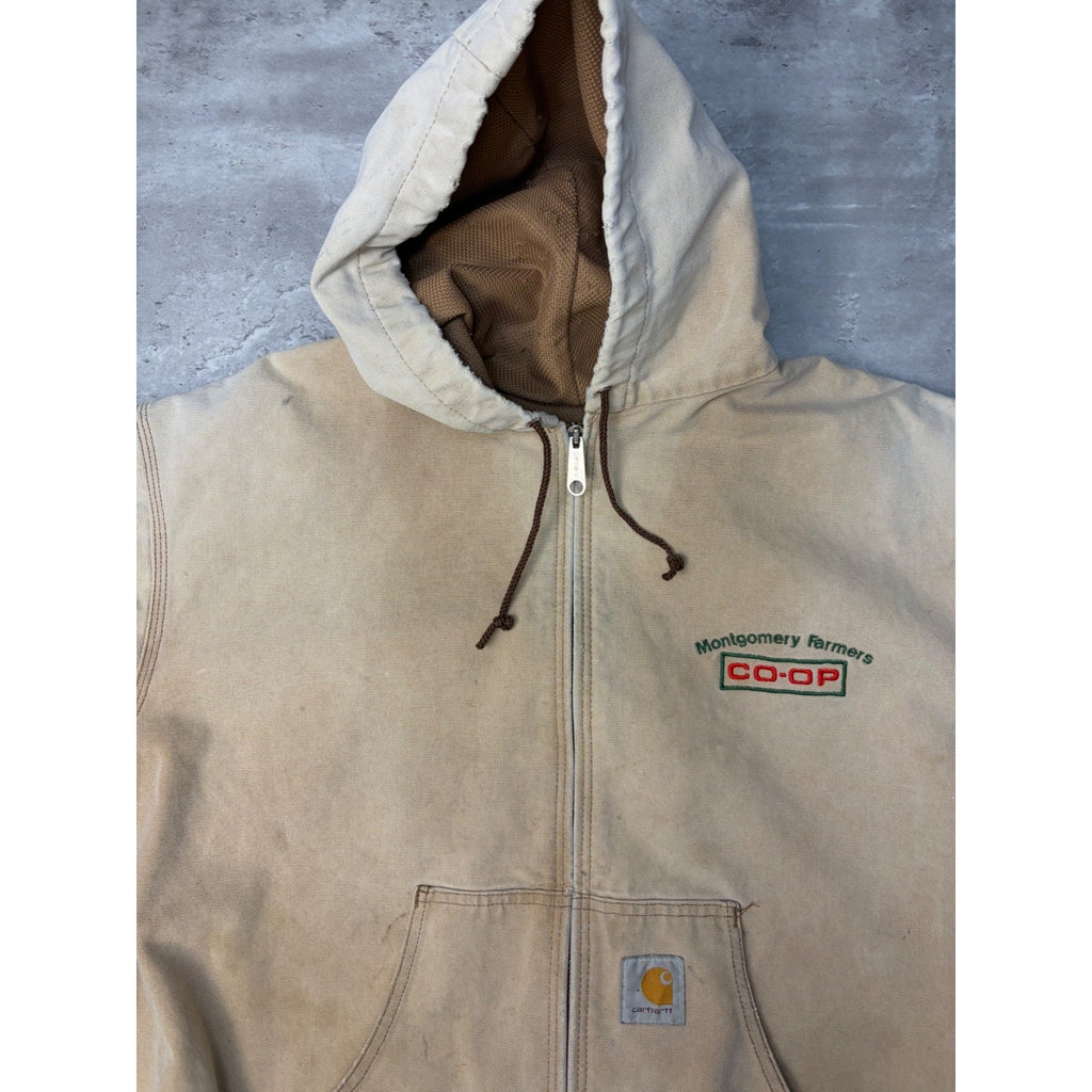 Vintage Carhartt Workwear Thermal Lined Hooded Bomber Jacket Sz 3XL J03 BRN