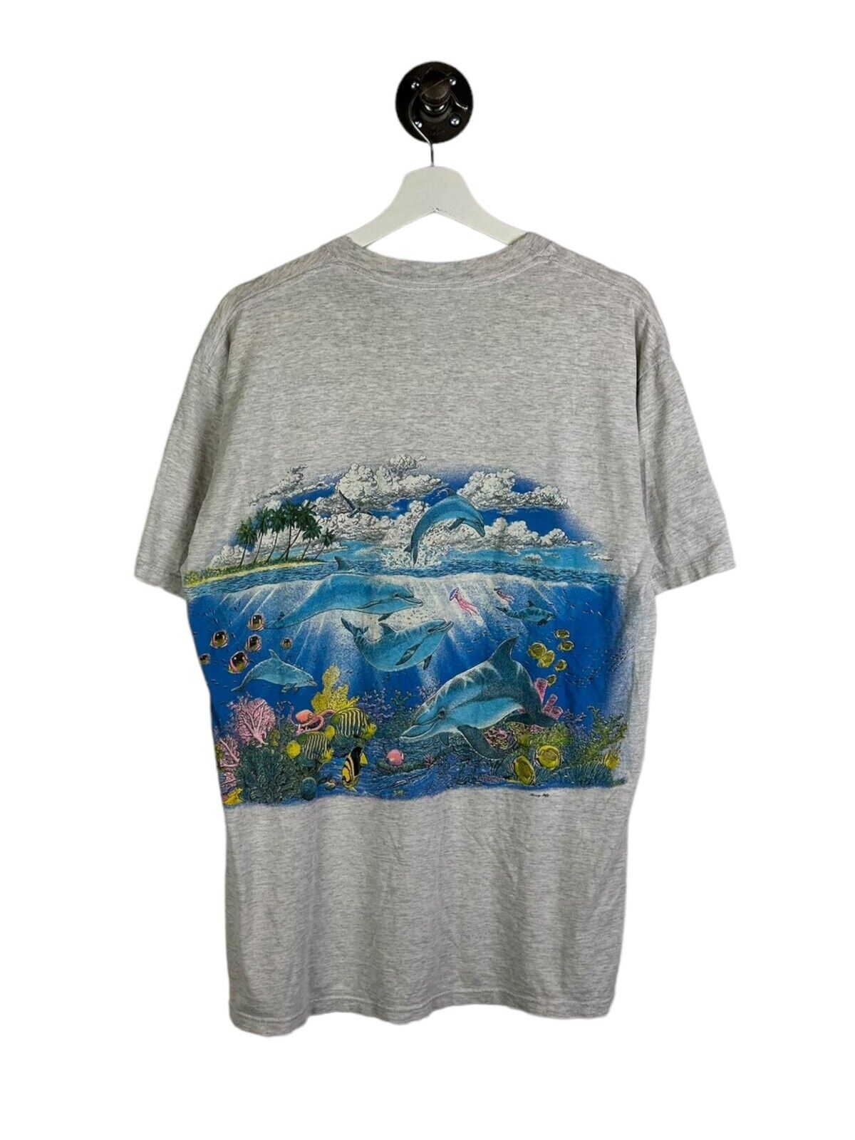 Vintage 90s Blioxi Beach Mississippi Ocean Wraparound Print T-Shirt Size Large