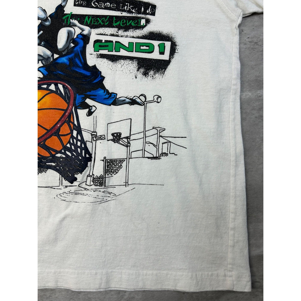 Vintage Y2K AND1 Never Give Up Never Tire Slogan Basketball T-Shirt Size XS