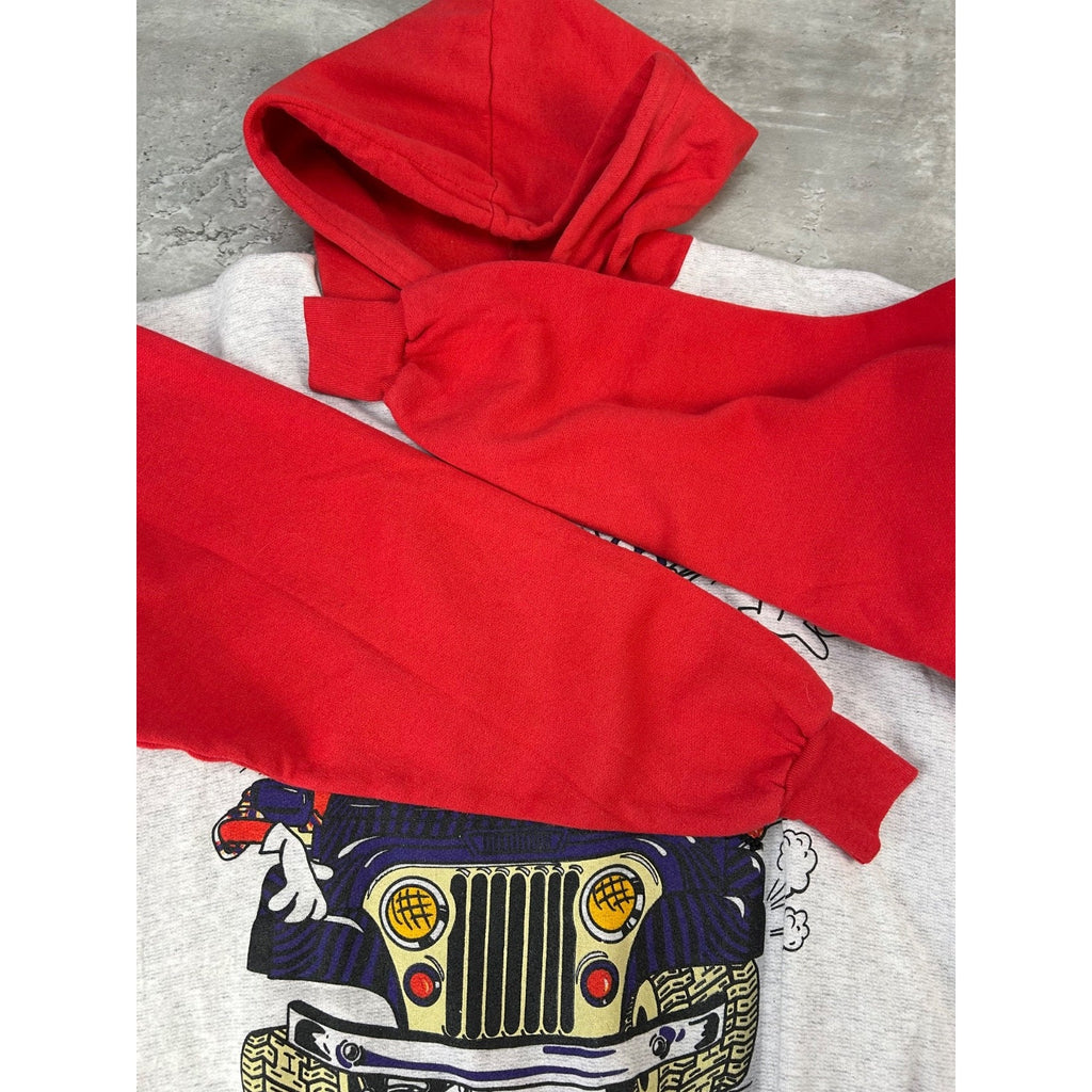 Vintage 1993 Cartoon Character Two Tone Pullover Hooded Sweatshirt Size Large
