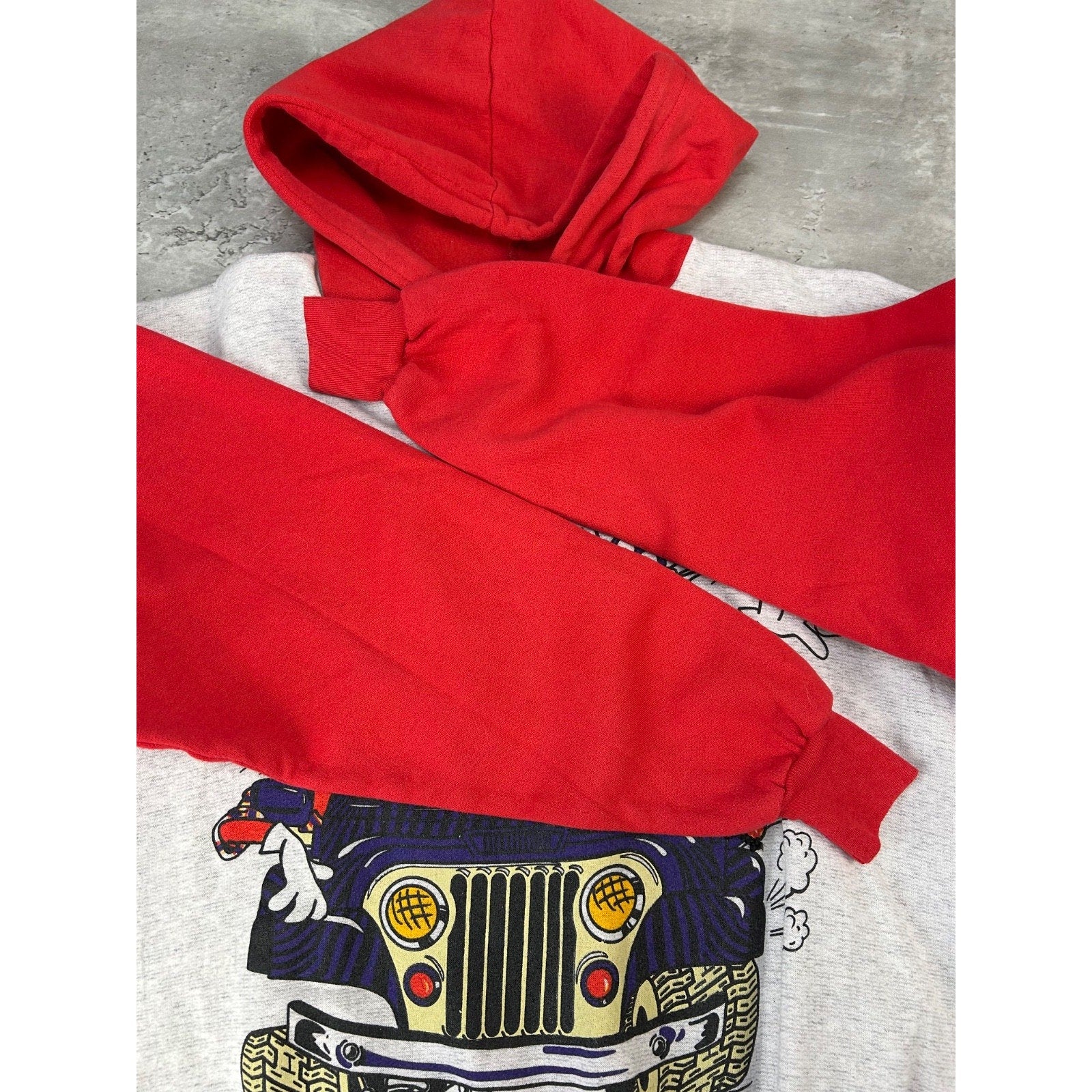 Vintage 1993 Cartoon Character Two Tone Pullover Hooded Sweatshirt Size Large