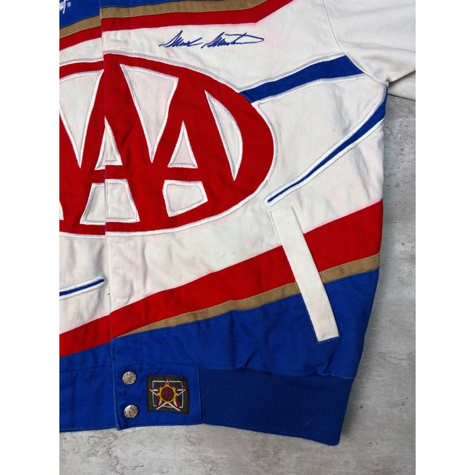 Vintage Mark Martin #6 Nascar AAA Embroidered Racing Jacket Size Medium
