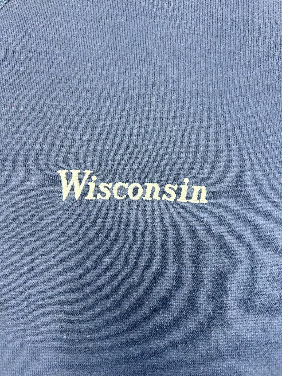 Vintage 90s Wisconsin Embroidered Spell Out Pull Over Sweatshirt Size Large