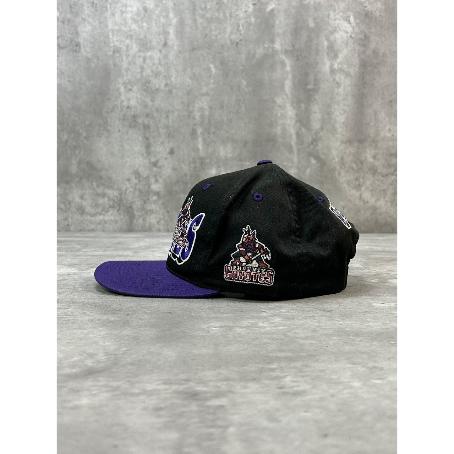 Vintage 90s Phoenix Coyotes NHL Embroidered Wave Spellout Snapback Hat OSFA
