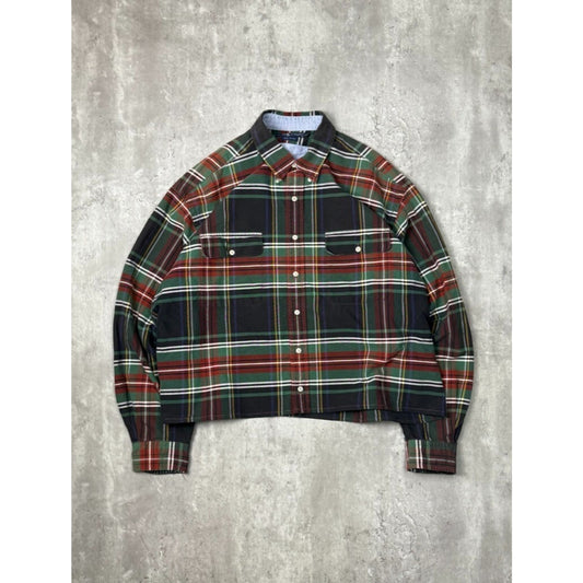 Vintage Polo Ralph Lauren Plaid Reworked Cropped Button Up Shirt Size XXL