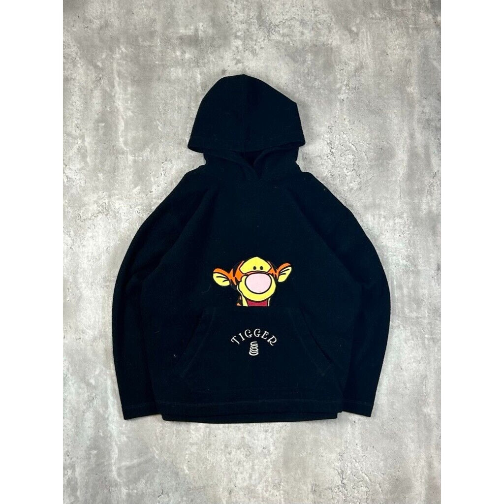 Vintage Disney Winnie The Pooh Tigger Fleece Hooded Sweatshirt Size Large Black