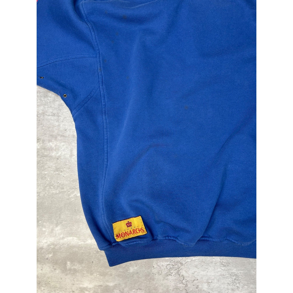 Vintage 80s/90s London Monarchs WFL Adidas 1/4 Zip Hooded Sweatshirt Size Medium