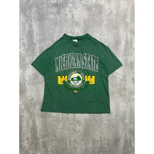 Vintage 90s Michigan State Spartans NCAA Collegiate Crest Spellout T-Shirt Large