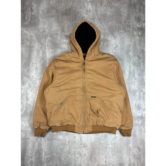 Vintage Wolverine Insulated Canvas Workwear Hooded Active Jacket Size XXL Beige