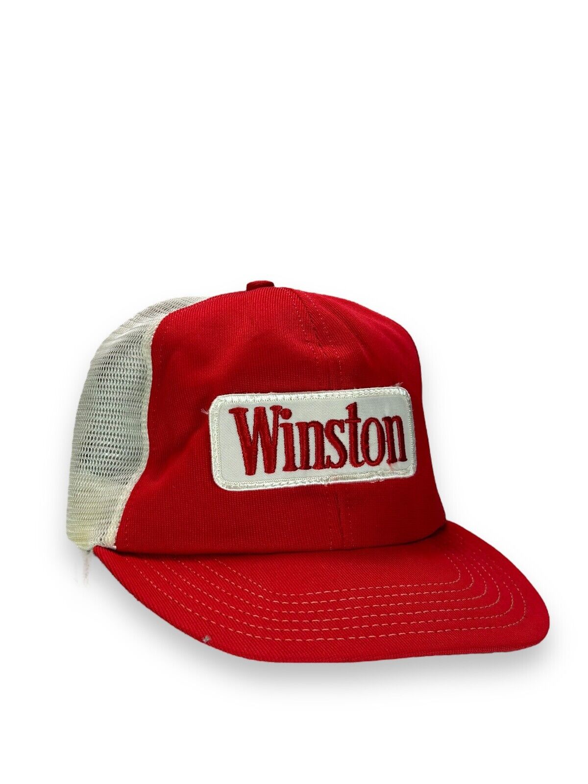 Vintage 90s Winston Cigarettes Embroidered Patch Trucker Snapback Hat OSFA