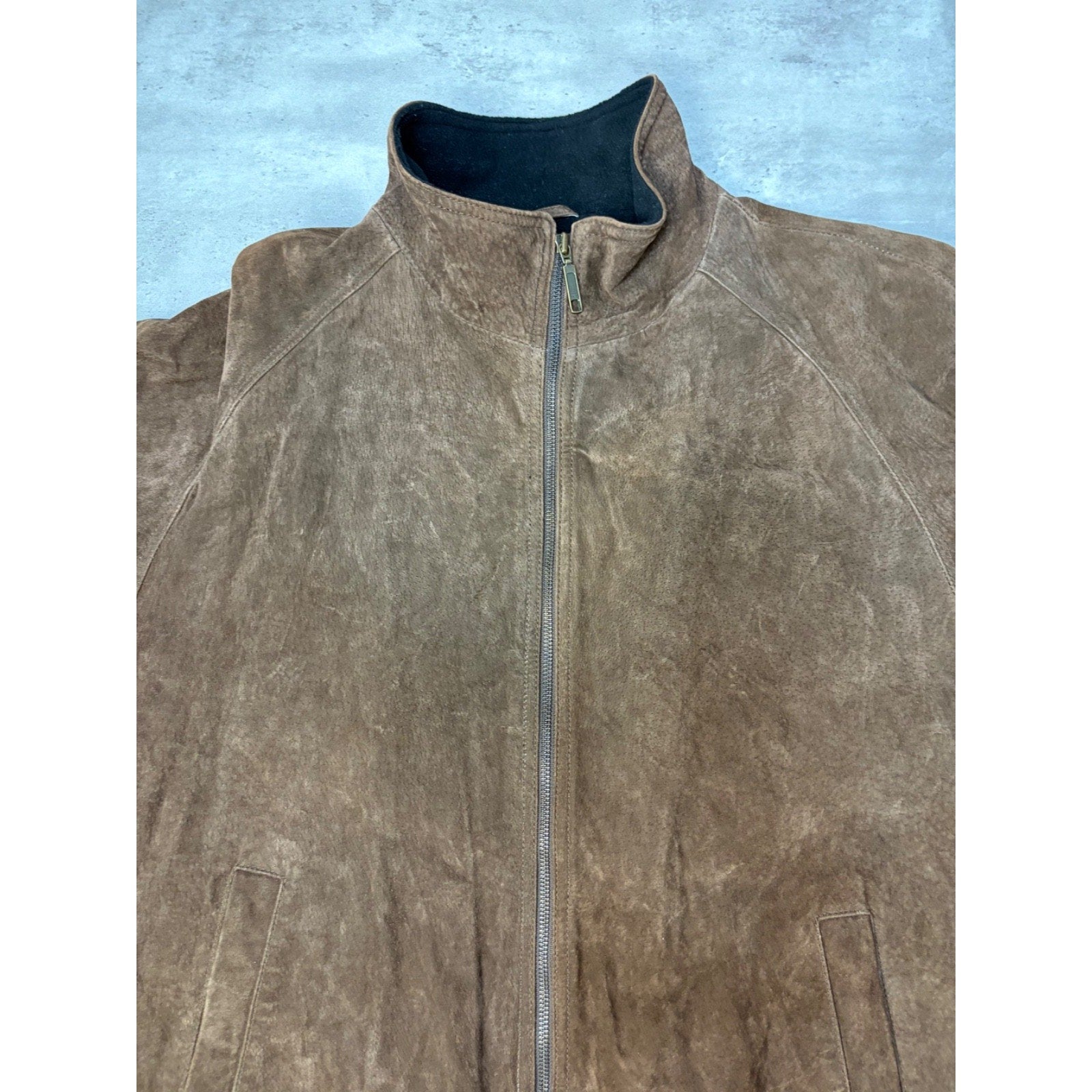Vintage Denver Hayes Fleece Lined Full Zip Suede Jacket Size Large
