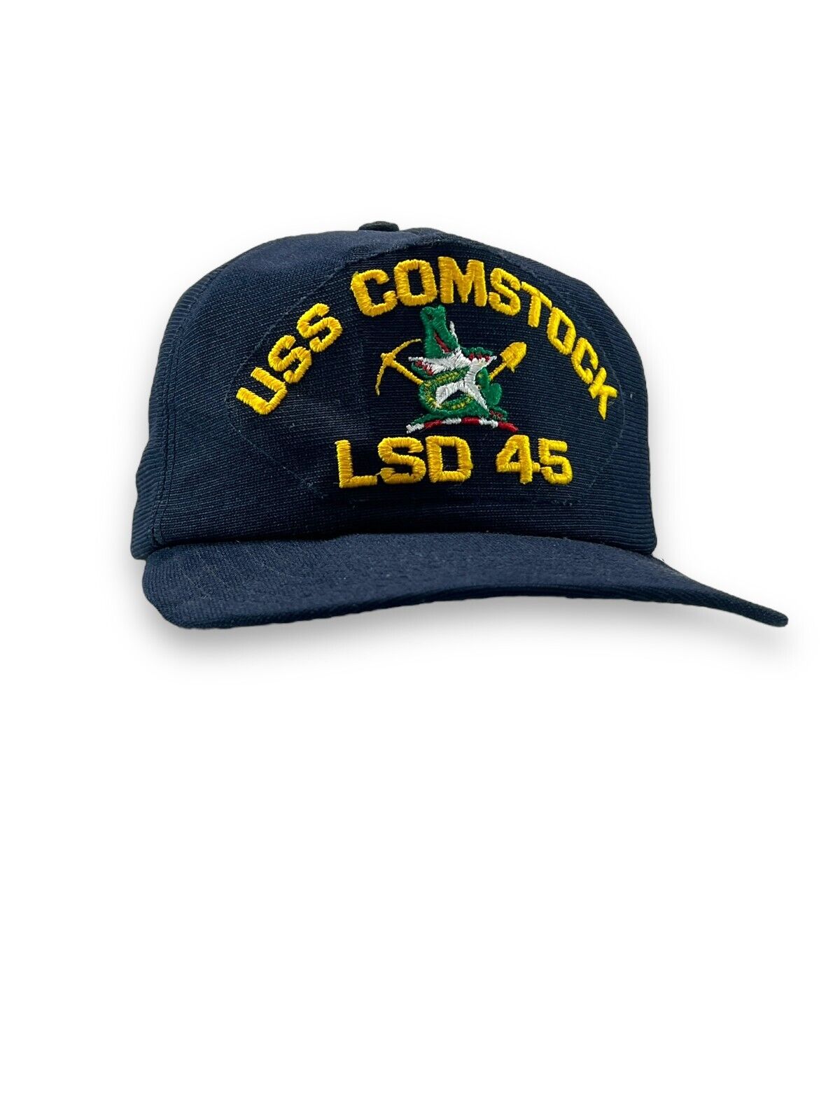 Vintage 90s USS Comstock LSD 45 US Navy Embroidered Spellout Snapback Hat OSFA