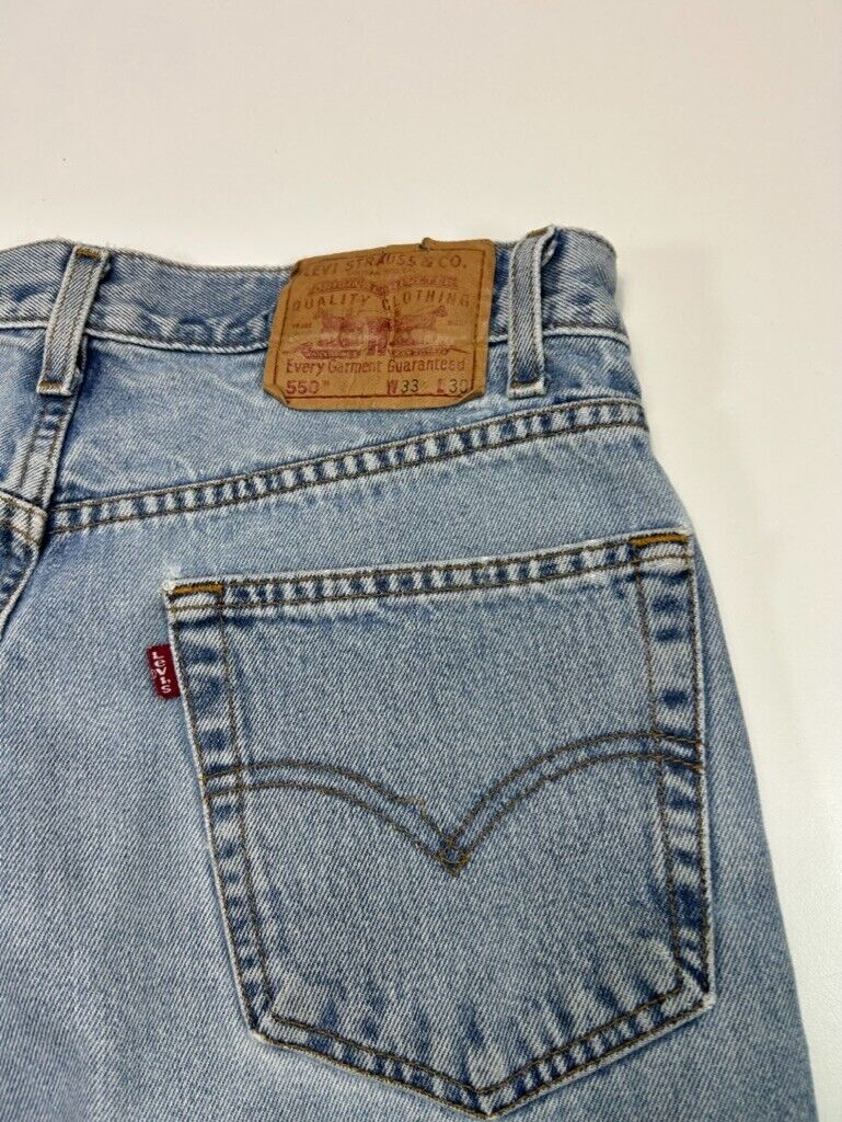 Vintage 1999 Levis 550 Red Tab Light Wash Denim Pants Size 32