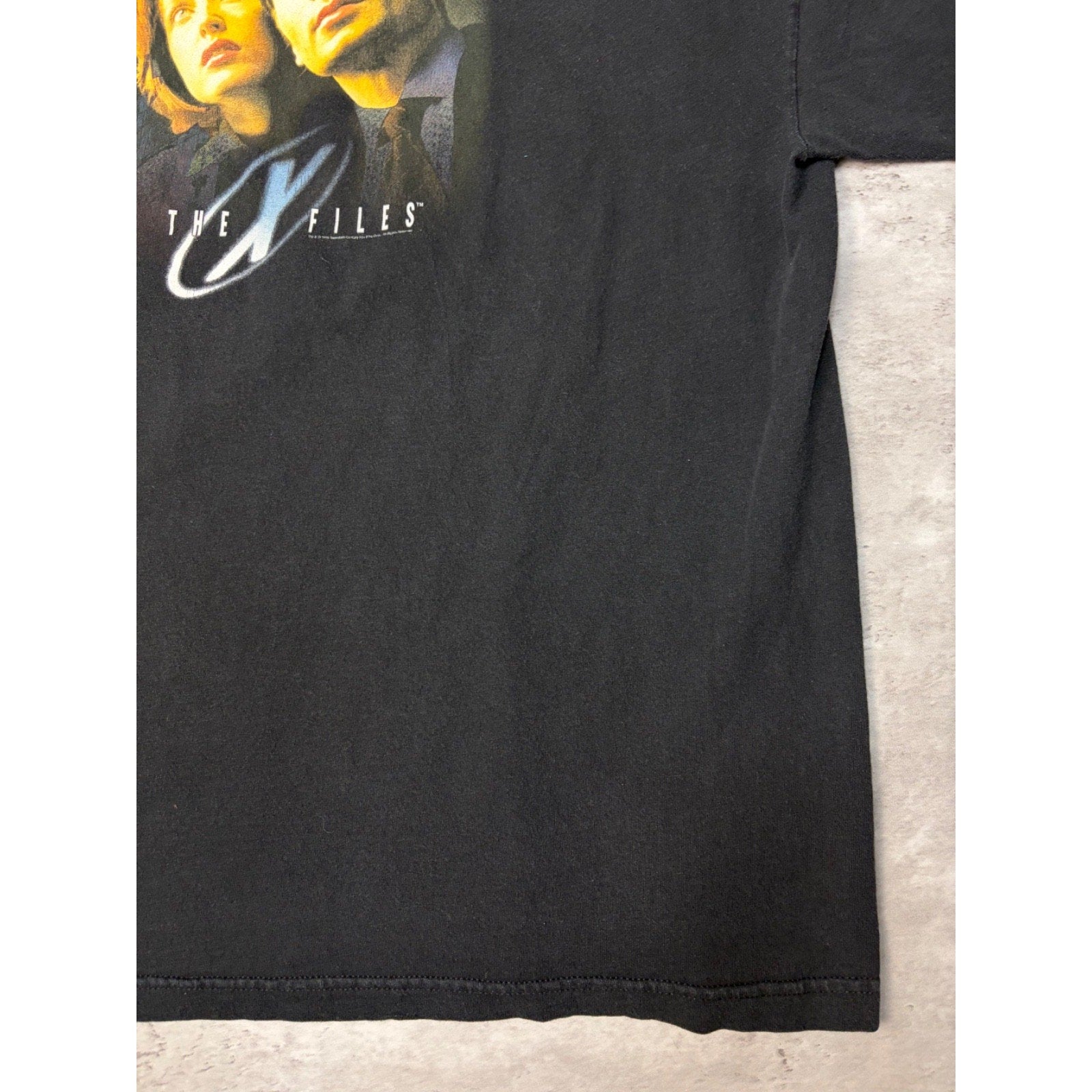Vintage 1998 The X Files Tv Show Promo Embroidered Spellout T-Shirt Size XL