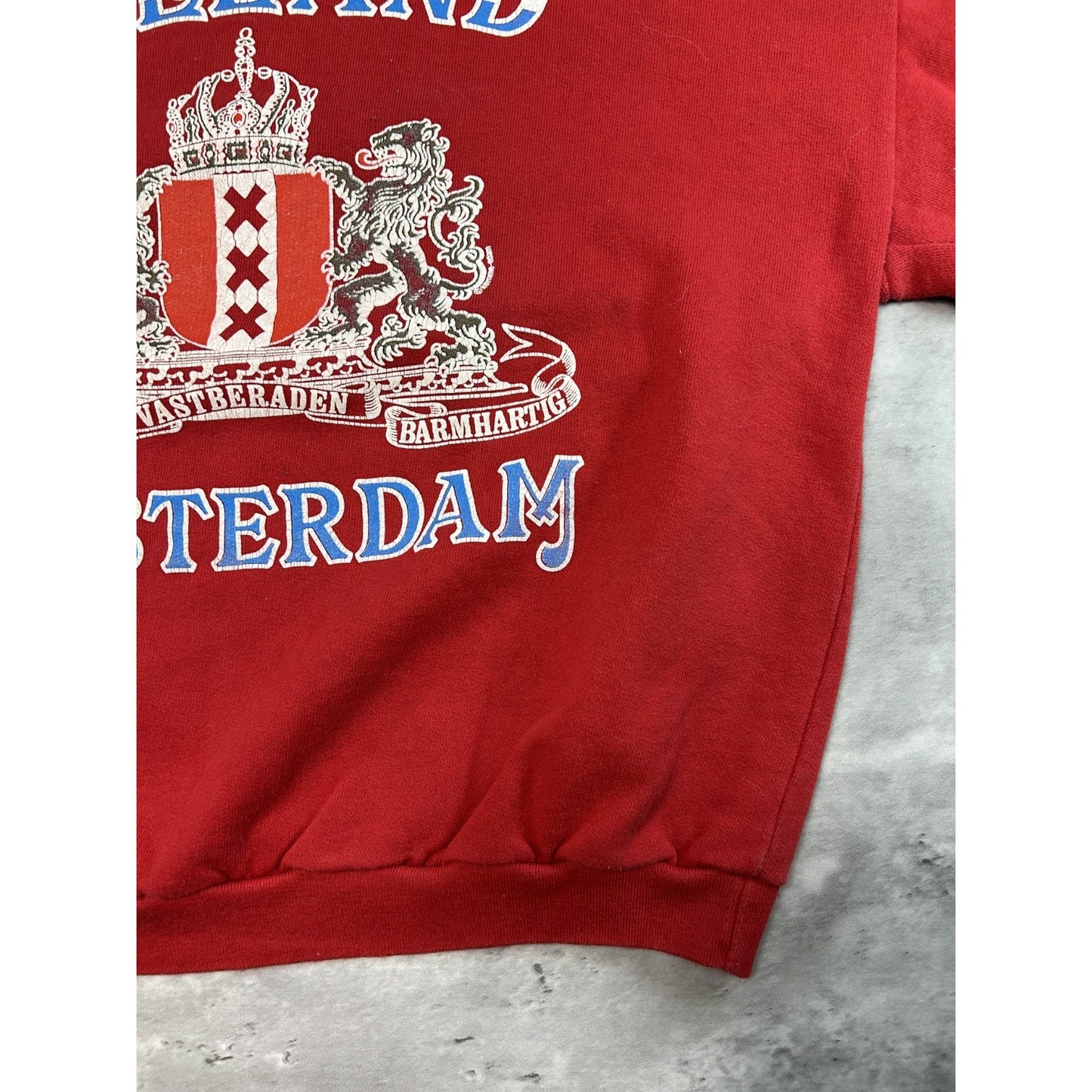 Vintage 80s Holland Amsterdam Graphic Crest Destination Sweatshirt Size Small