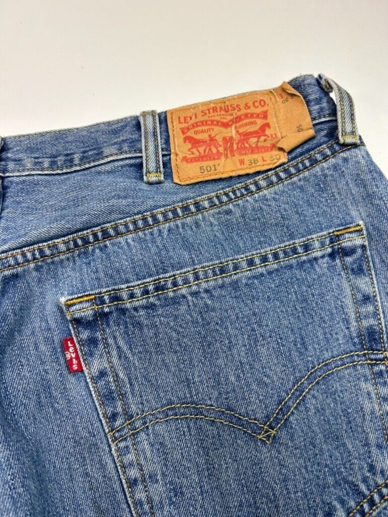 Vintage Levi's 501 Red Tab Medium Wash Denim Pants Size 38