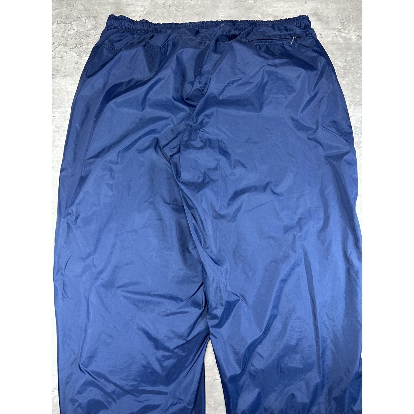 Vintage 90s Nike Embroidered Swoosh Nylon Track Pants Size XL Navy Blue