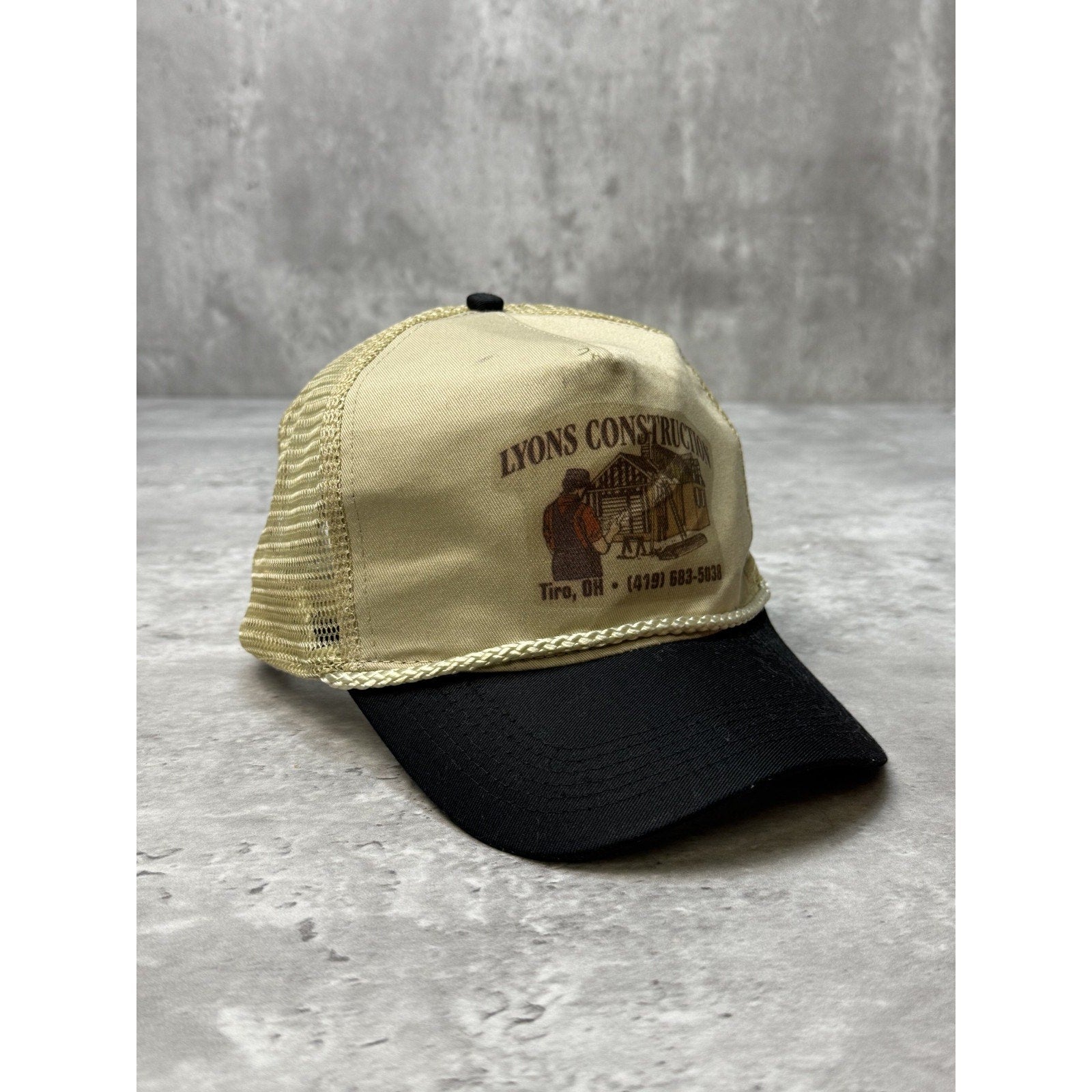 Vintage Lyons Construction Graphic Trucker Snapback Hat OSFA