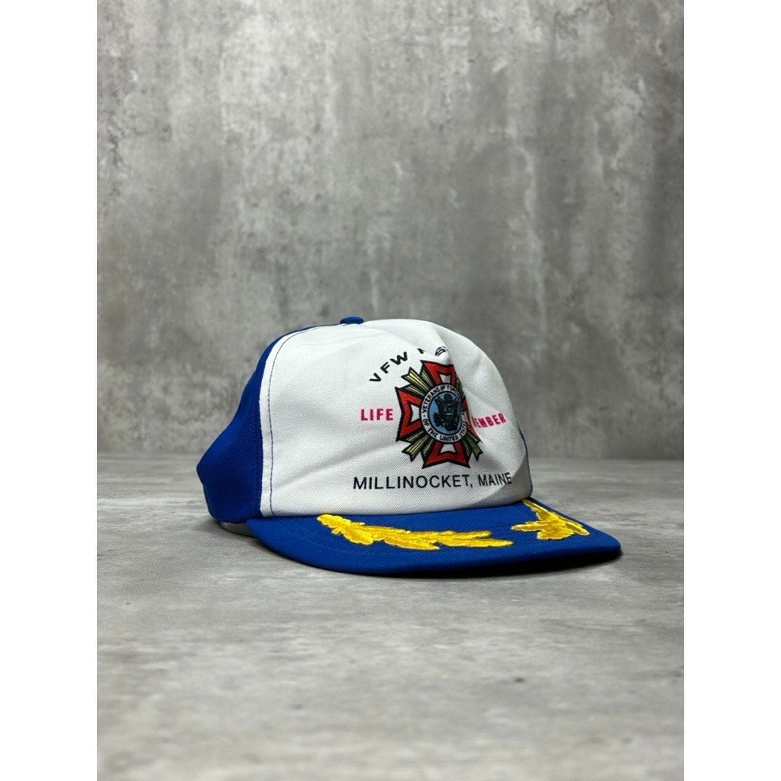 Vintage 80s VFW Life Member Scrambled Eggs Trucker Snapback Hat OSFA
