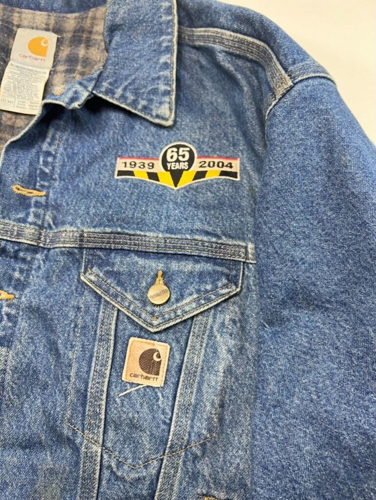 Vintage Carhartt Blanket Lined Denim Trucker Jacket Size Large J11DST