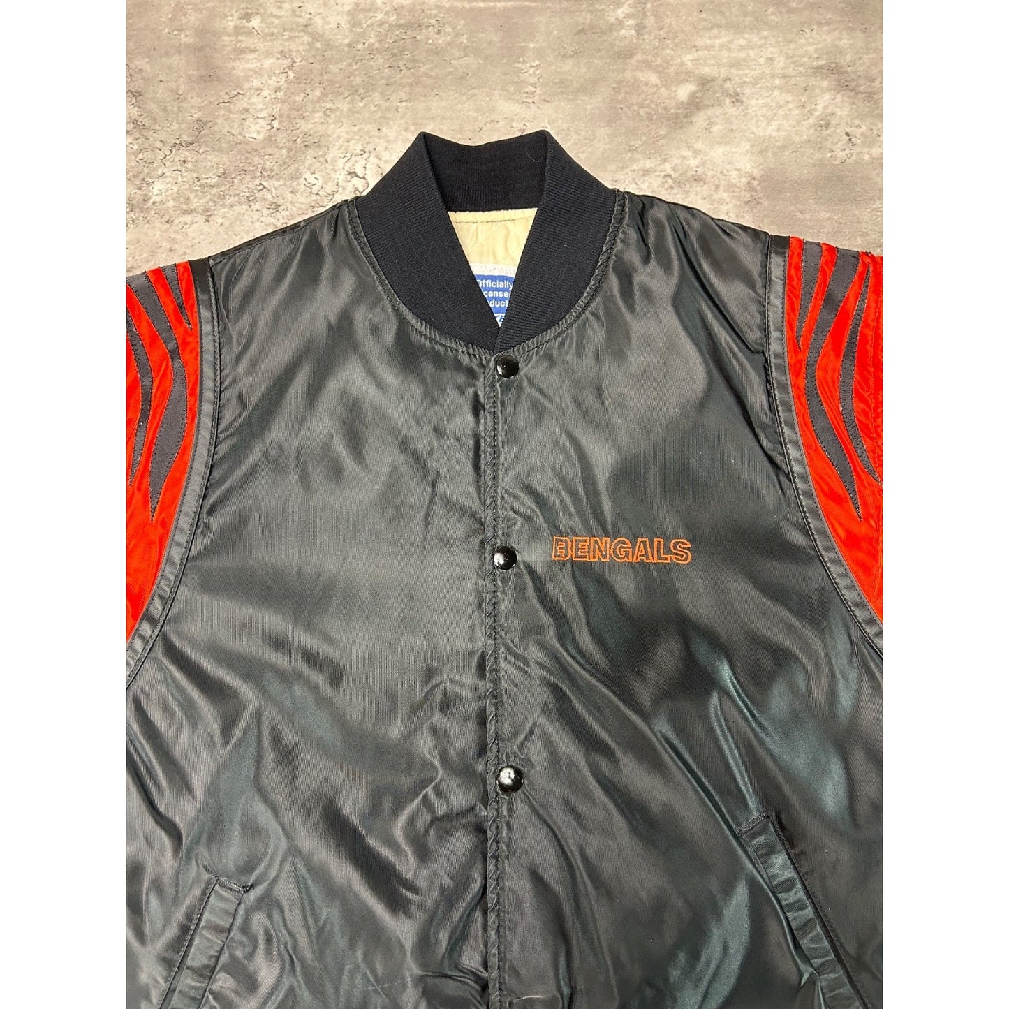 Vintage 90s Cincinnati Bengals NFL Starter Satin Bomber Jacket Size XL