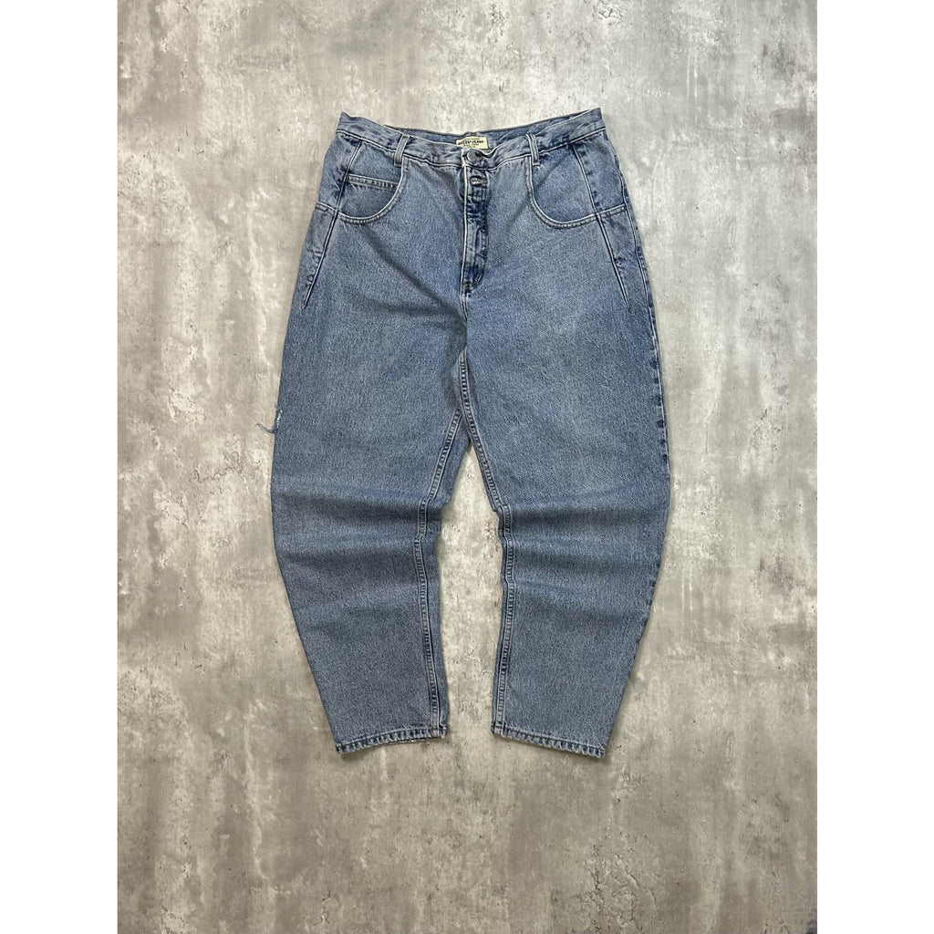 Vintage 90s Guess Jeans Medium Wash Baggy Fit Denim Pants Size 35