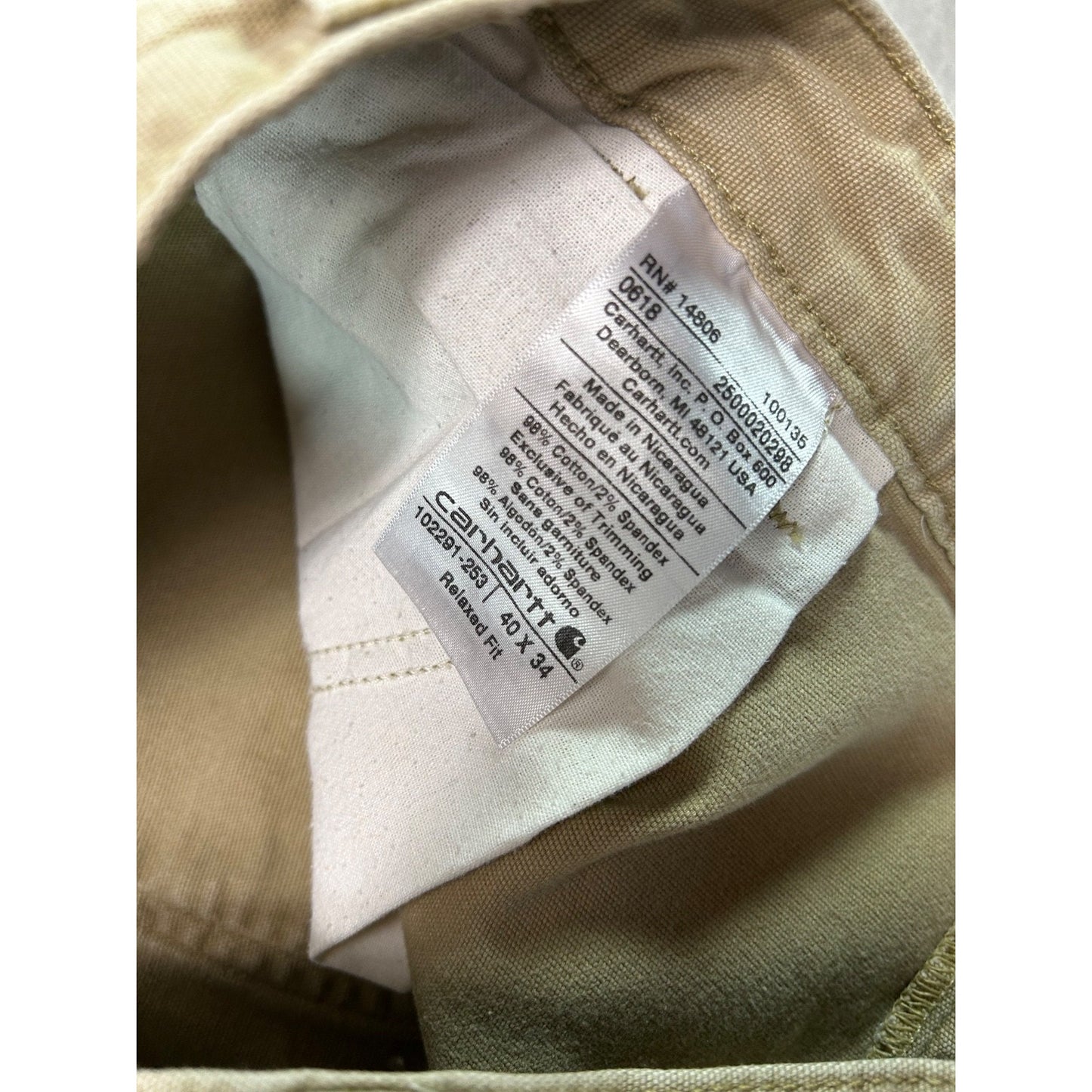 Carhartt Relaxed Fit Canvas Workwear Five Pocket Pants Size 39 Beige
