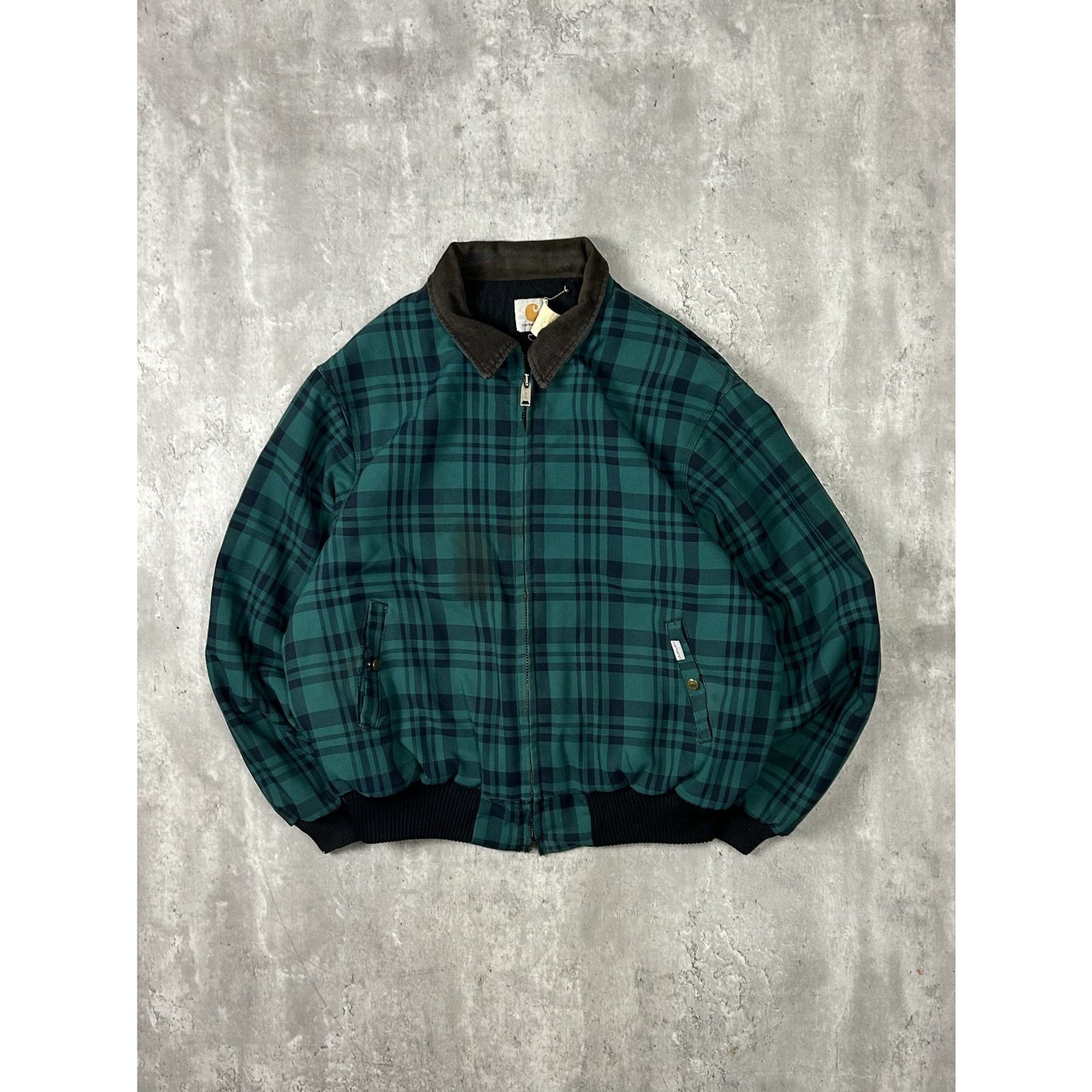 Vintage 80s/90s Carhartt Insulated Plaid Canvas Workwear Sante Fe Jacket Sz 2XL