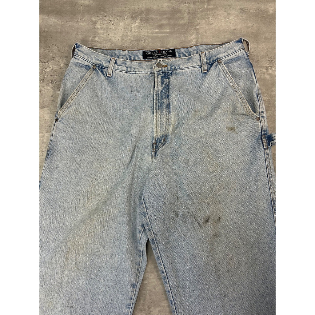 Vintage 90s Guess Jeans Light Wash Denim Carpenter Pants Size 36
