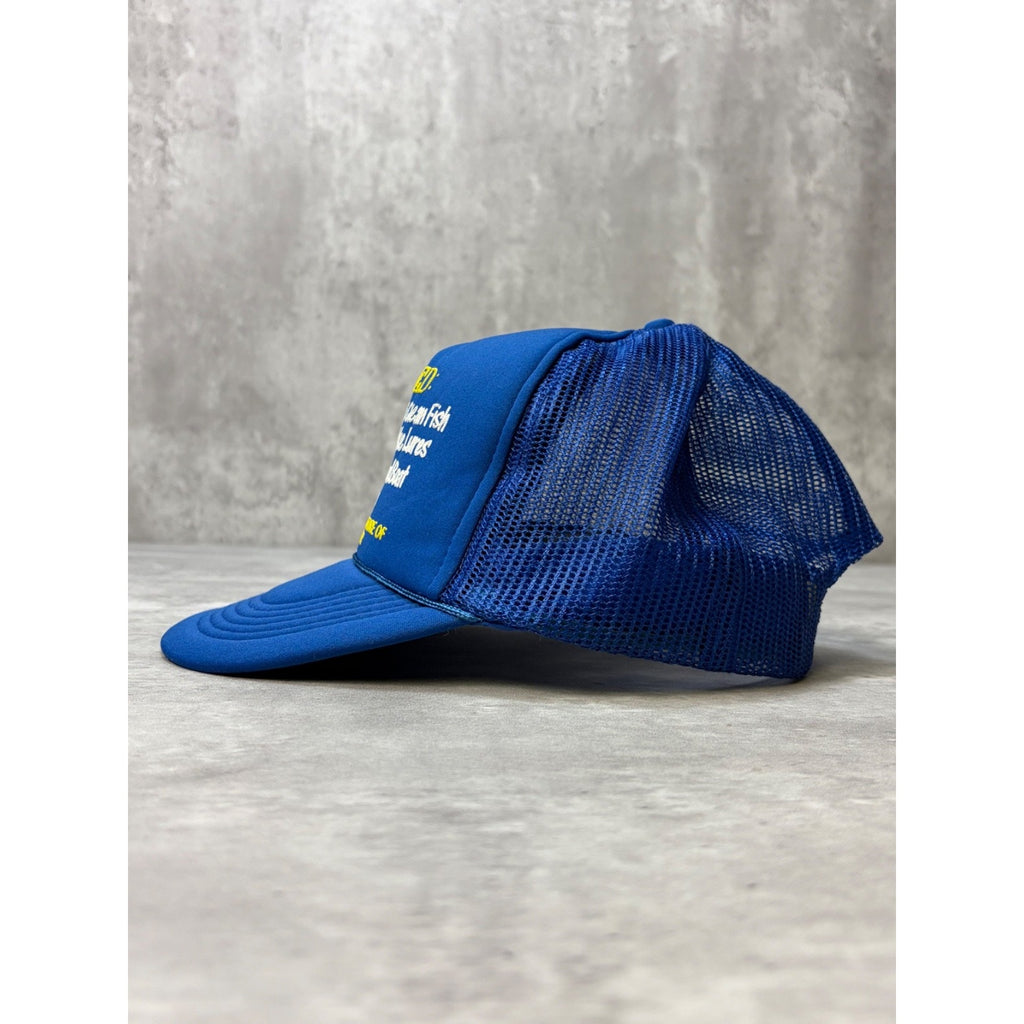 Vintage 80s Wanted Woman To Cock And Clean Fish Trucker Snapback Hat OSFA