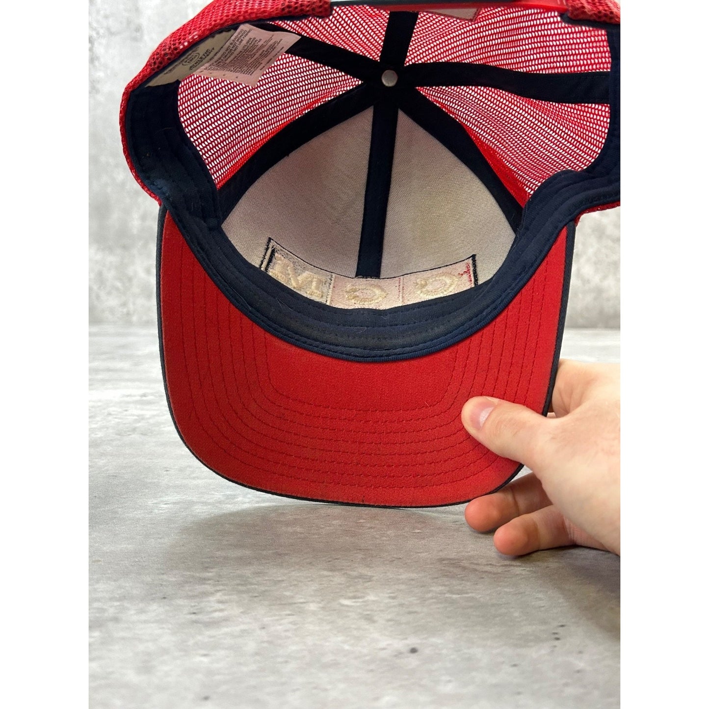 Vintage CCM Embroidered Spellout AMerican Flag Trucker Snapback Hat OSFA