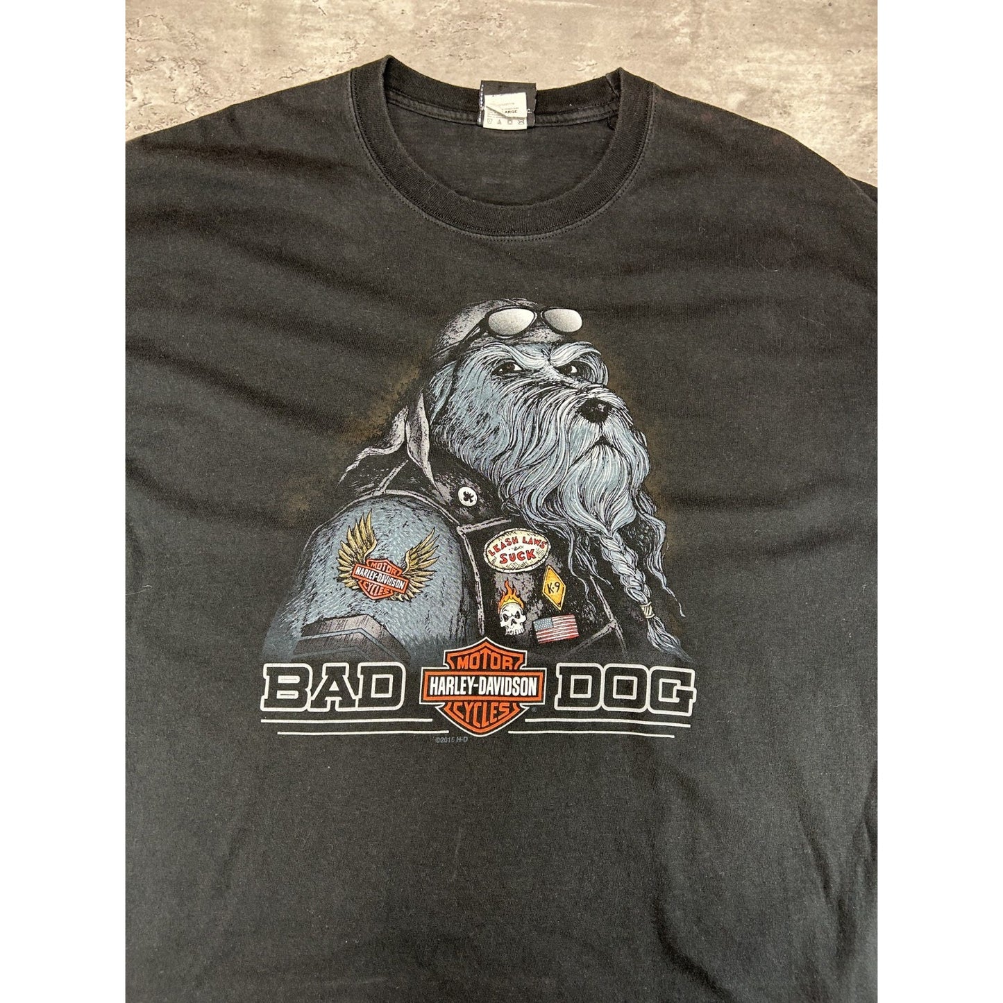 Harley Davidson Motorcycles Bad Dog Cartoon Graphic T-Shirt Size 2XL Black