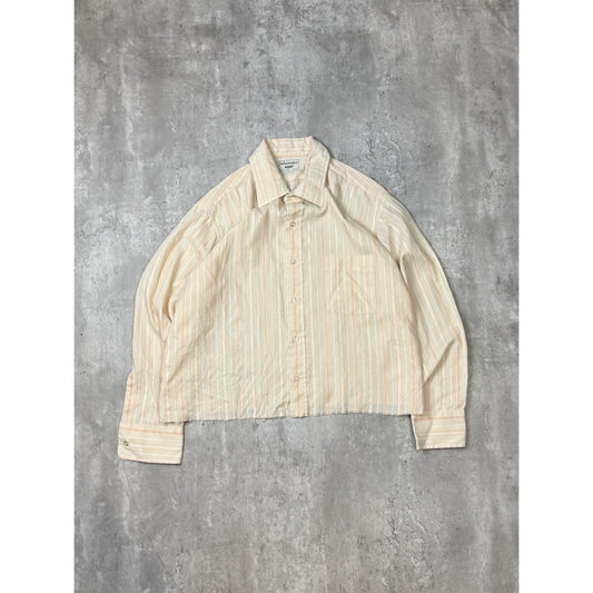 Vintage 90s Arrow Kent Striped Print Reworked Cropped Button Up Shirt Size XL