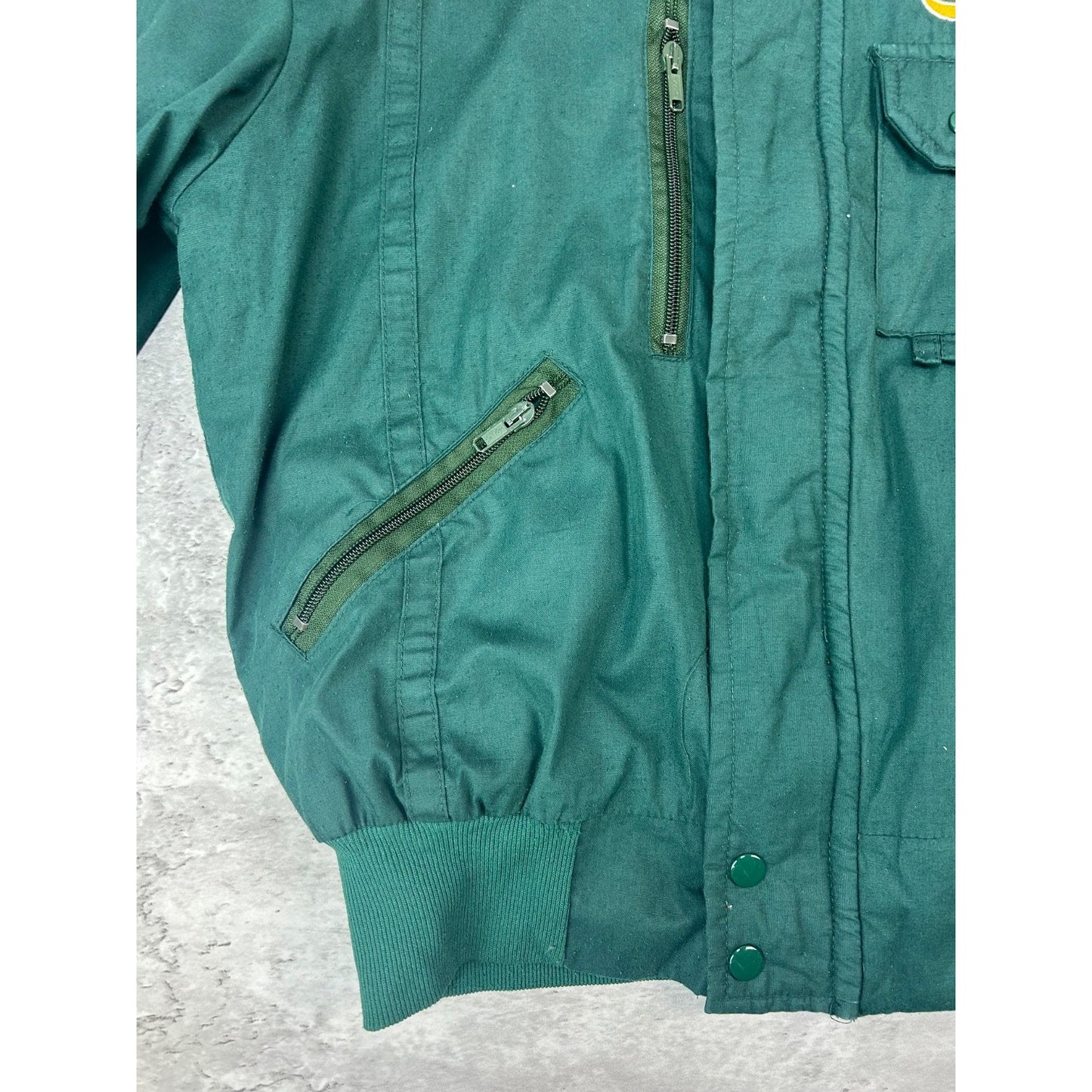 Vintage Lotus Embroidered Logo Full Zip Multi Pocket Bomber Jacket Size Large