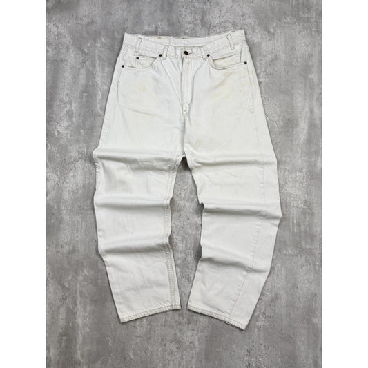 Vintage 80s/90s Levis 550 Orange Tab Relaxed Fit White Denim Pants Size 36