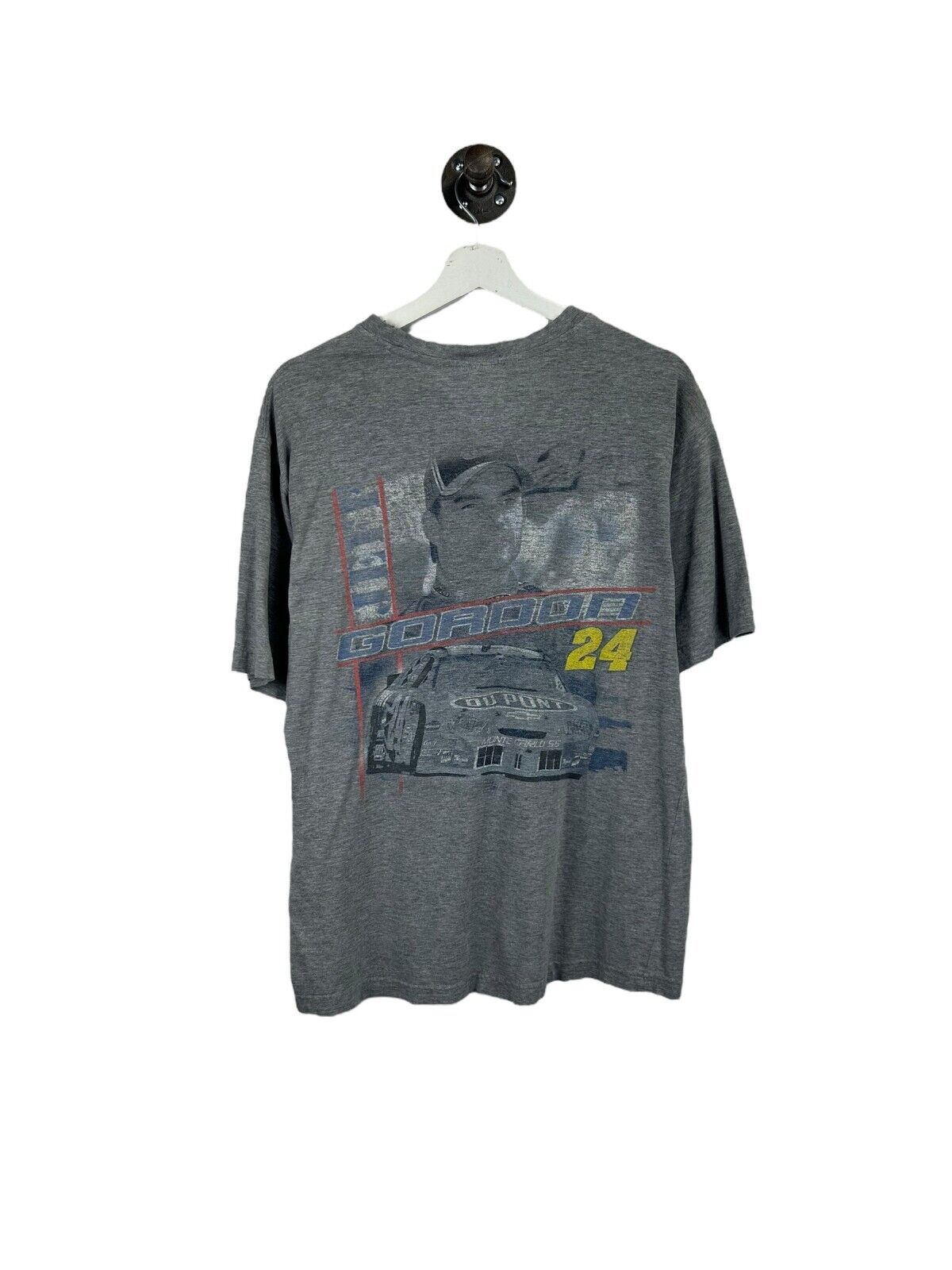 Vintage Y2K Jeff Gordon #24 Nascar Racing Graphic T-Shirt Size Medium Gray