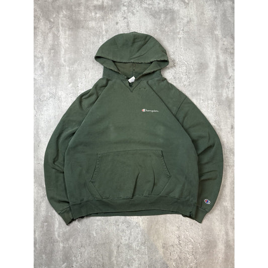 Vintage 90s Champion Embroidered Spellout Pullover Hooded Sweatshirt Size XXL