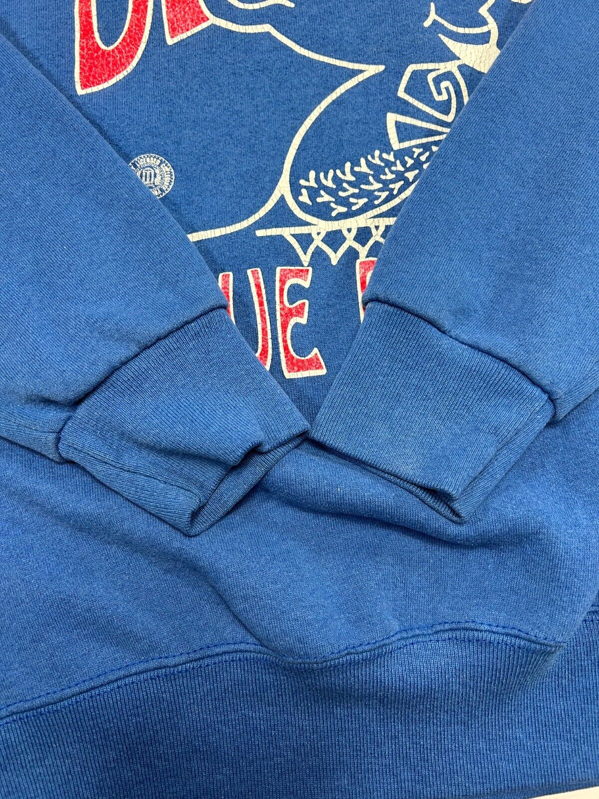 Vintage 1990 De Paul Blue Demons NCAA Crest Graphic Sweatshirt Size Medium