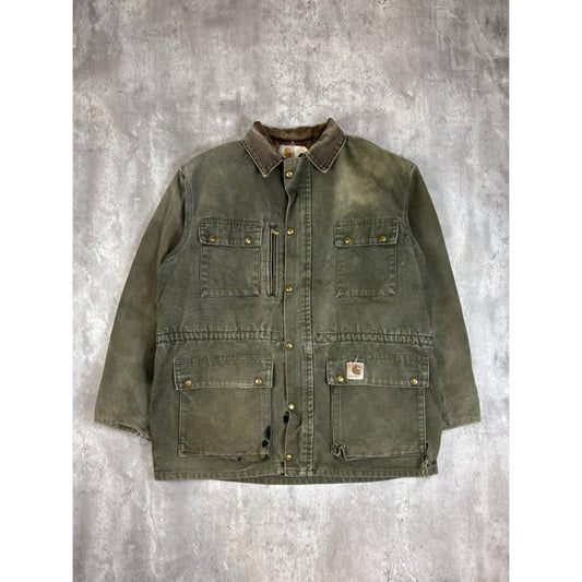 Vintage Carhartt Blanket Lined Canvas Workwear Chore Jacket Size Large Green