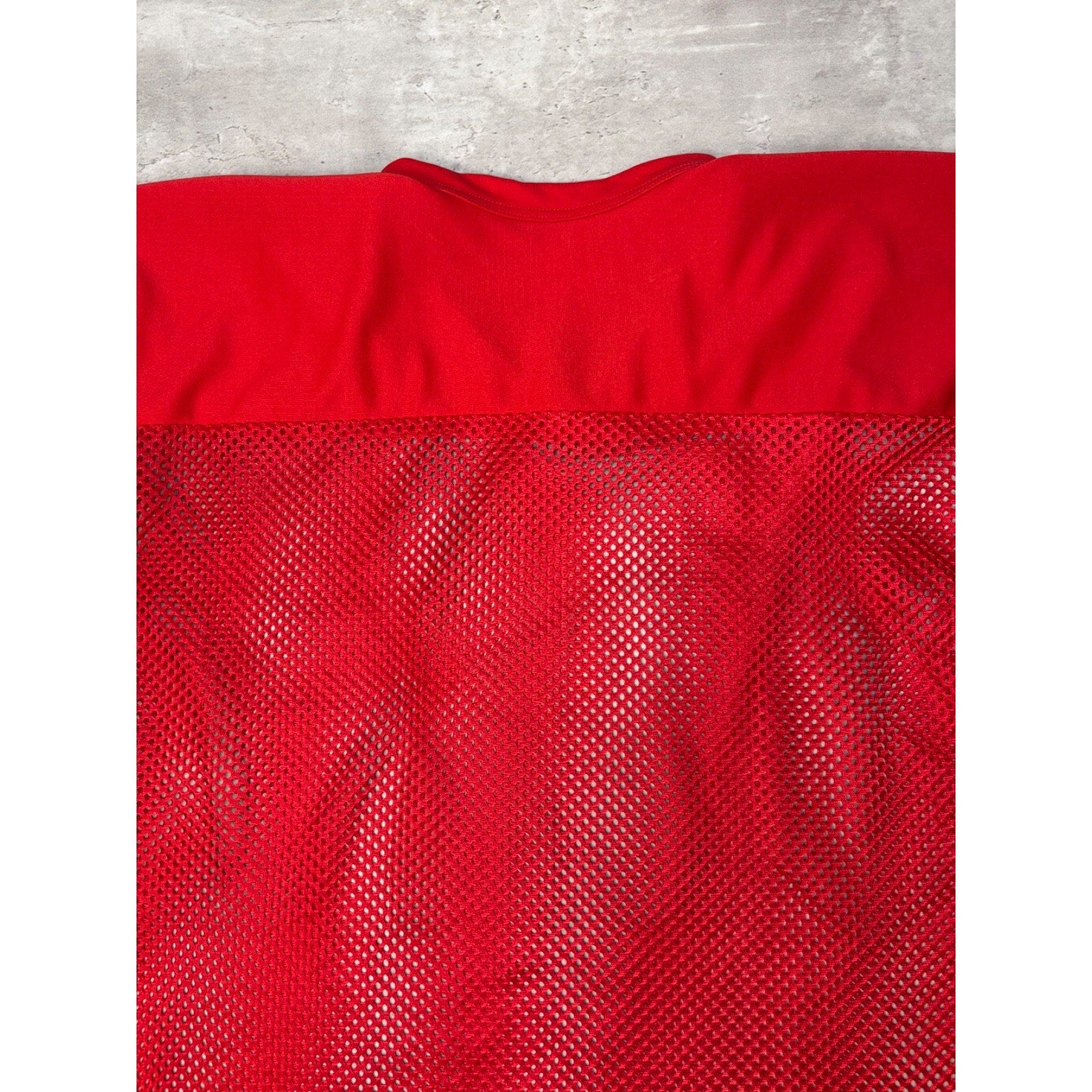 Vintage 90s Loose Blank Mesh Red Football Warm Up Jersey Size Medium
