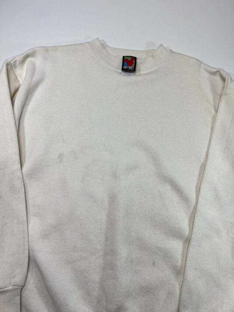 Vintage Mickey Unlimited Disney White Blank Crewneck Sweatshirt USA Size Large