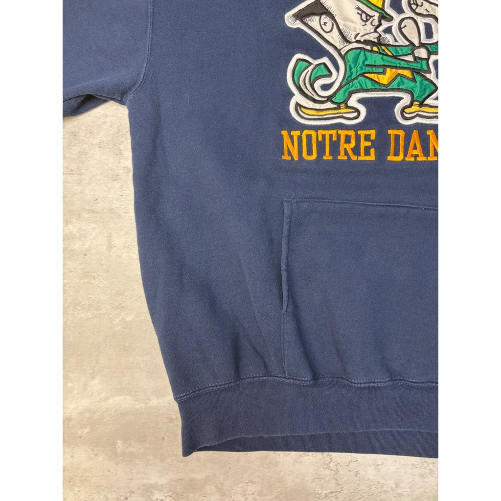 Vintage 90s Notre Dame Fighting Irish NCAA Embroidered Hooded Sweatshirt Size XL