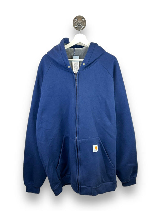 Vintage 90s Carhartt Velour Lined Workwear Full Zip Hooded Sweatshirt 3XLT K131